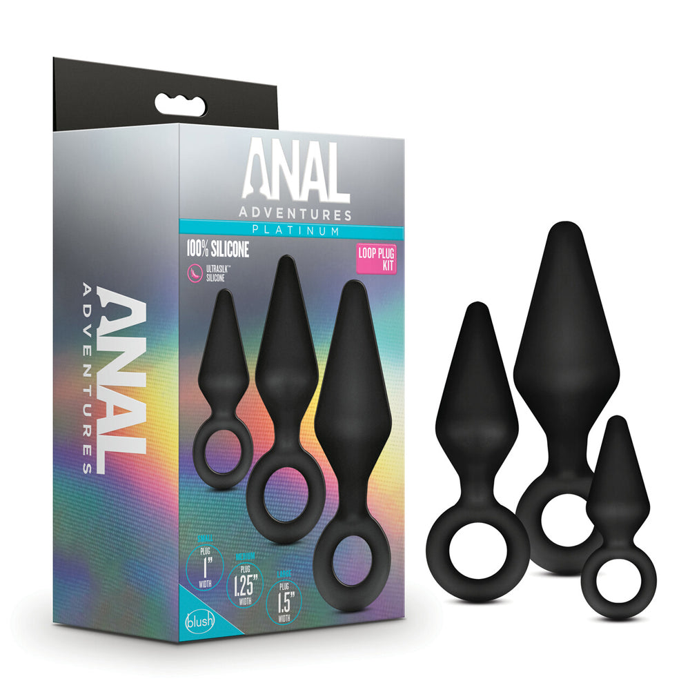 Anal Adventures Platinum By Blush Loop Kit Black Anal Plug