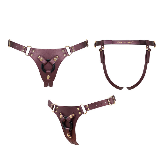 Strap-on-Me Generous Leatherette Strap-On Harness - Aubergine