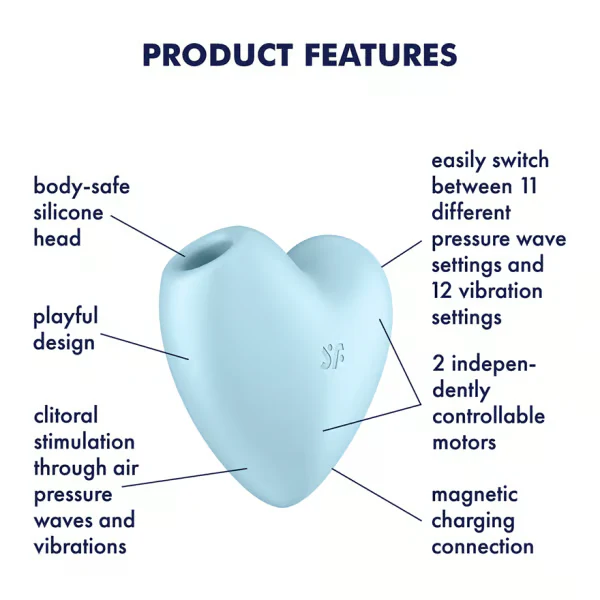 Satisfyer Cutie Heart Air Pulse Vibrator Silicone – Blue