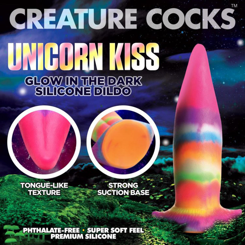 Creature Cocks Unicorn Kiss Glow-in-the-Dark Silicone Tongue Dildo