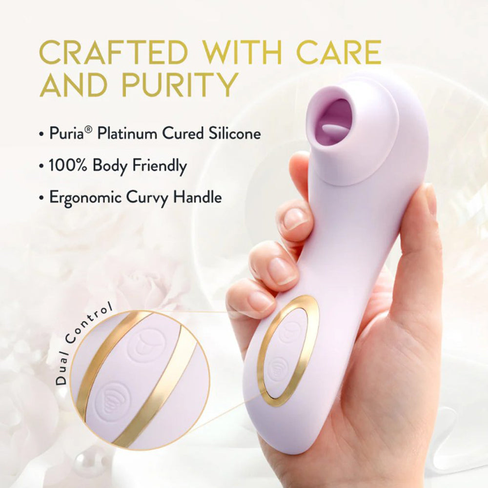 Delice Fleur by Blush Clitoral Stimulator Tongue Fluttering & Suction Toy - Barely Purple