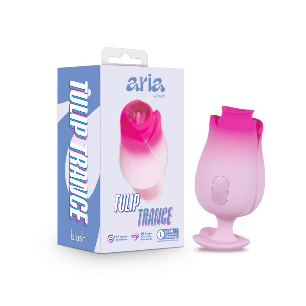 Aria Tulip Trance by Blush Suction and Tongue Flutter Clitoral Stimulator - Pink