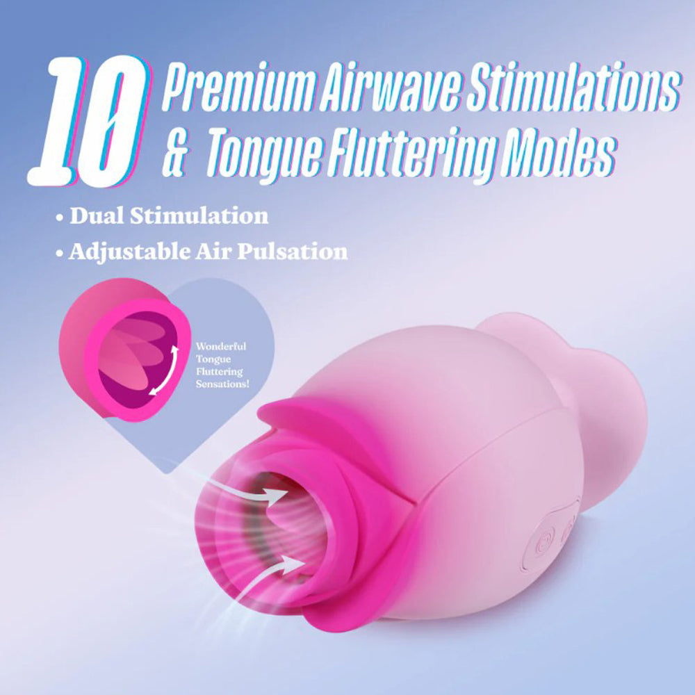 Aria Tulip Trance by Blush Suction and Tongue Flutter Clitoral Stimulator - Pink