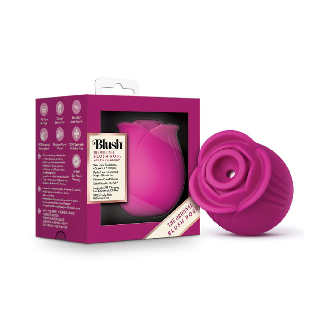 The Original Blush Rose Air Pulsation Clitoral Platinum Silicone Stimulator - Pink