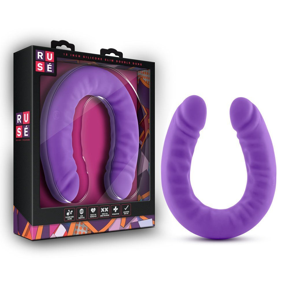Ruse by Blush G-Spot 18 Inch Silicone Double Dildo – Flexible U-Shape for Solo or Partner Play