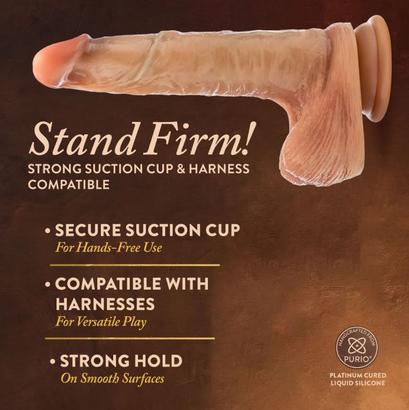 Renaissance DaVinci 8 Inch Realistic Dildo – Dual Density Silicone with Sliding Foreskin & Squeezable Balls