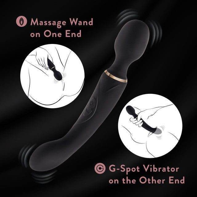 Blush Gia 7-Function 2-in-1 Dual Motor Wand Vibrator Silicone - Black