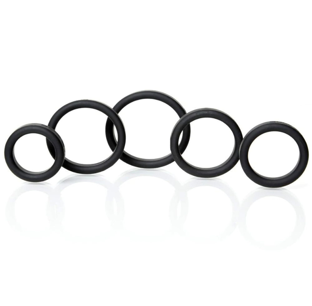 Boneyard Silicone Cock Ring 5-Piece Kit - Black