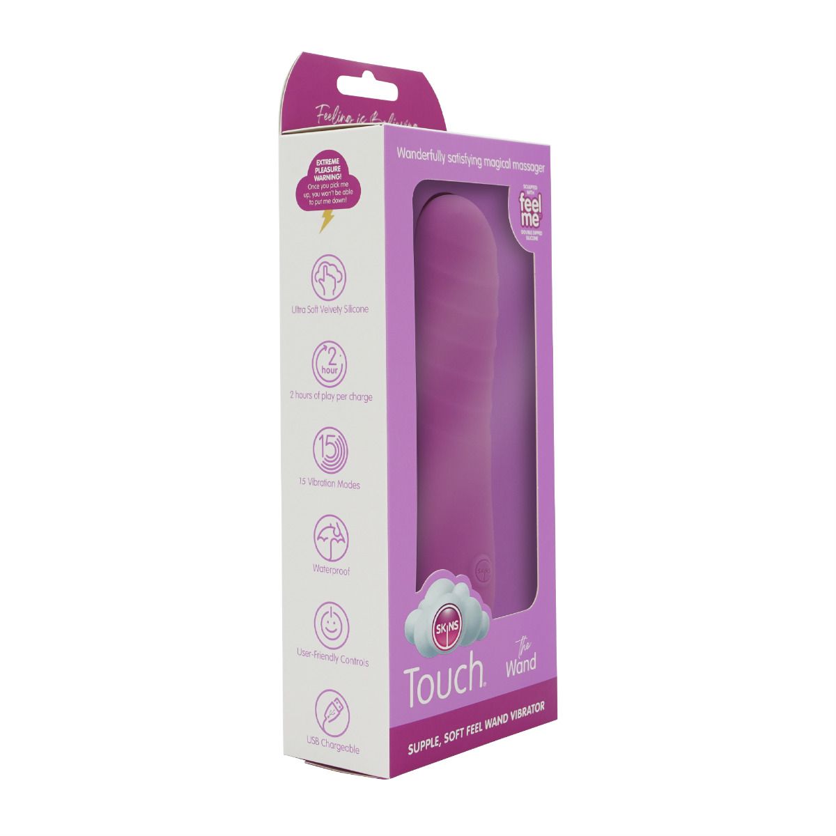 Skins Touch The Wand 6.5 Inch Rechargeable Vibrator with FeelMe Silicone - Pink