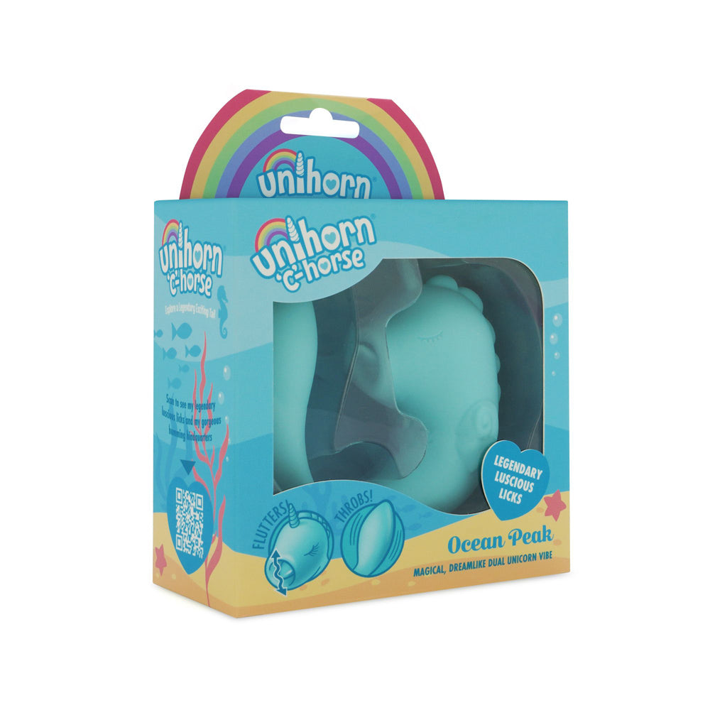 Unihorn C-Horse Ocean Peak Clitoral Vibrator Dual Motor Silicone - Blue
