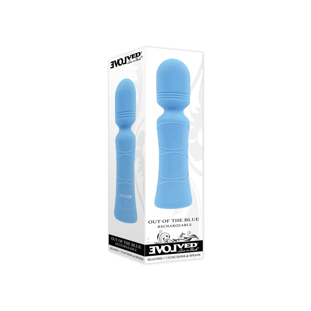 Evolved Out Of The Blue 7-Speed Mini Wand Vibrator Silicone - Blue