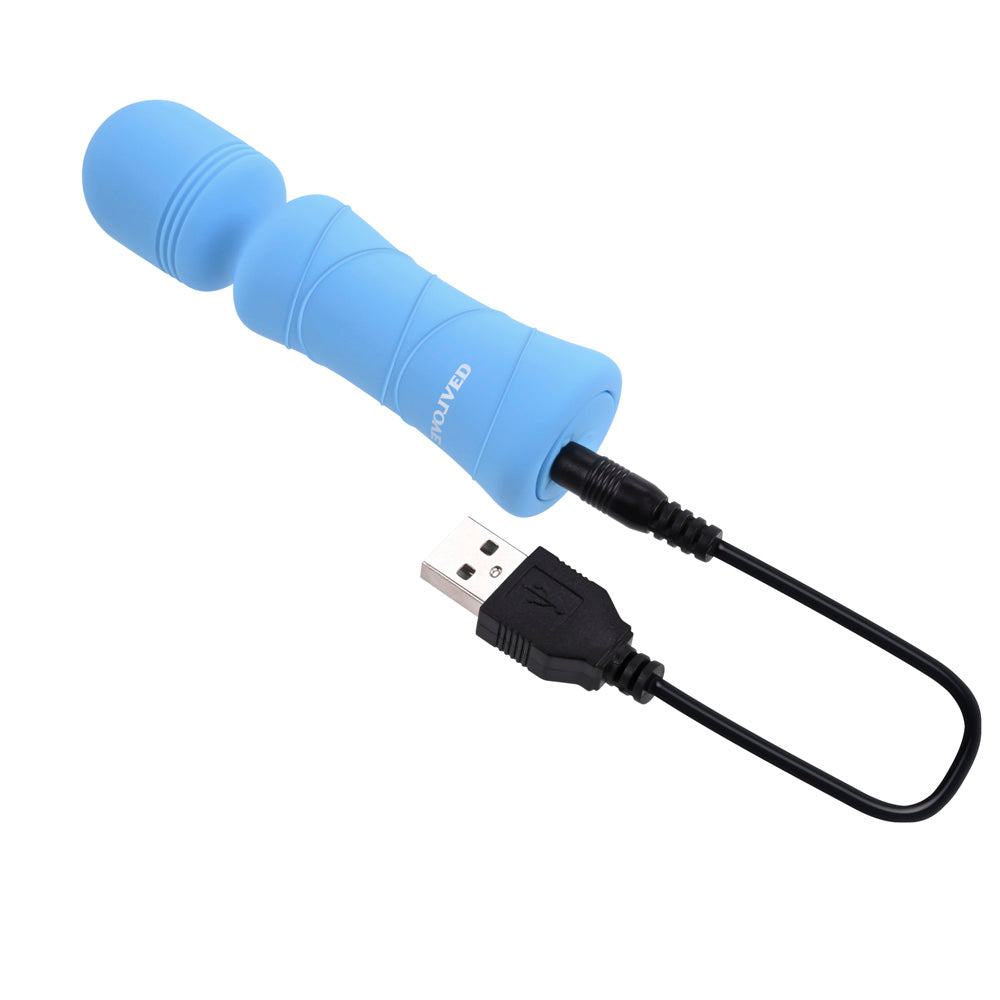 Evolved Out Of The Blue 7-Speed Mini Wand Vibrator Silicone - Blue