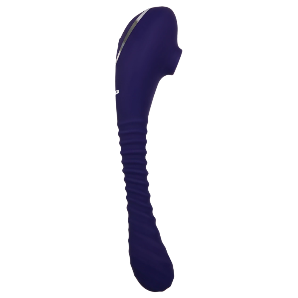 Evolved Bendable Sucker Dual-Ended Suction and Vibration Flexible Silicone Vibrator - Blue