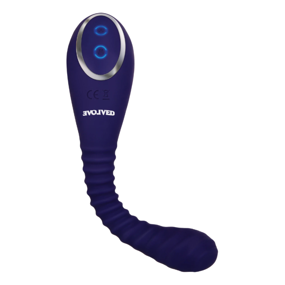 Evolved Bendable Sucker Dual-Ended Suction and Vibration Flexible Silicone Vibrator - Blue