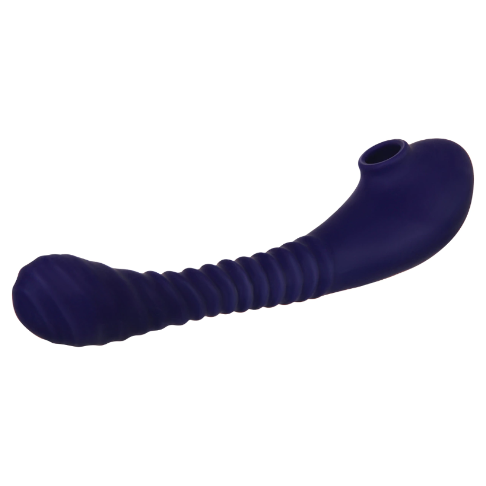 Evolved Bendable Sucker Dual-Ended Suction and Vibration Flexible Silicone Vibrator - Blue