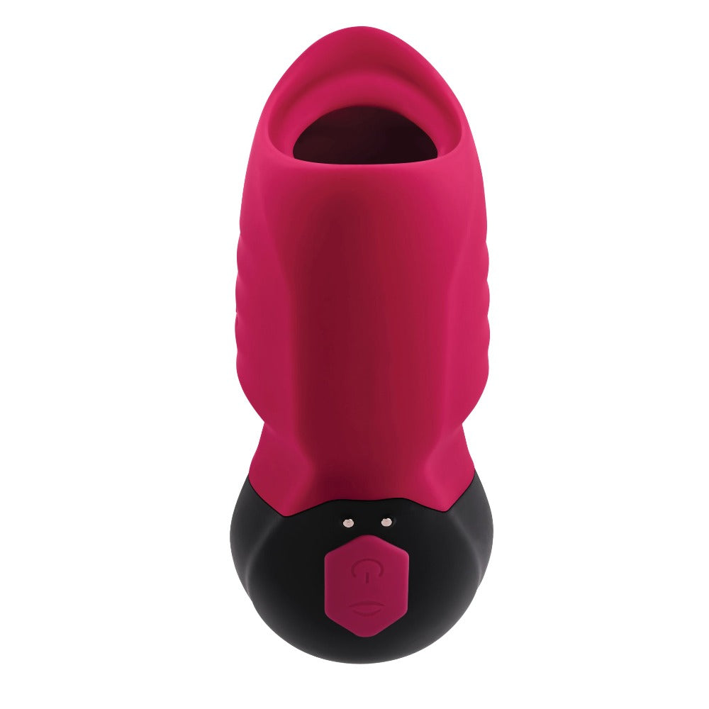 Gender X Body Kisses Dual-Sided Silicone Suction & Vibration Stimulator - Red with Black