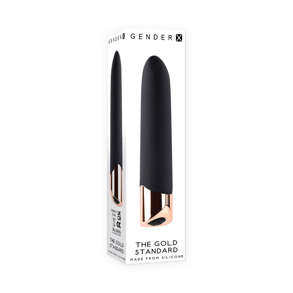 Gender X The Gold Standard Bullet Vibrator Silicone Rechargeable Waterproof - Black and Rose Gold