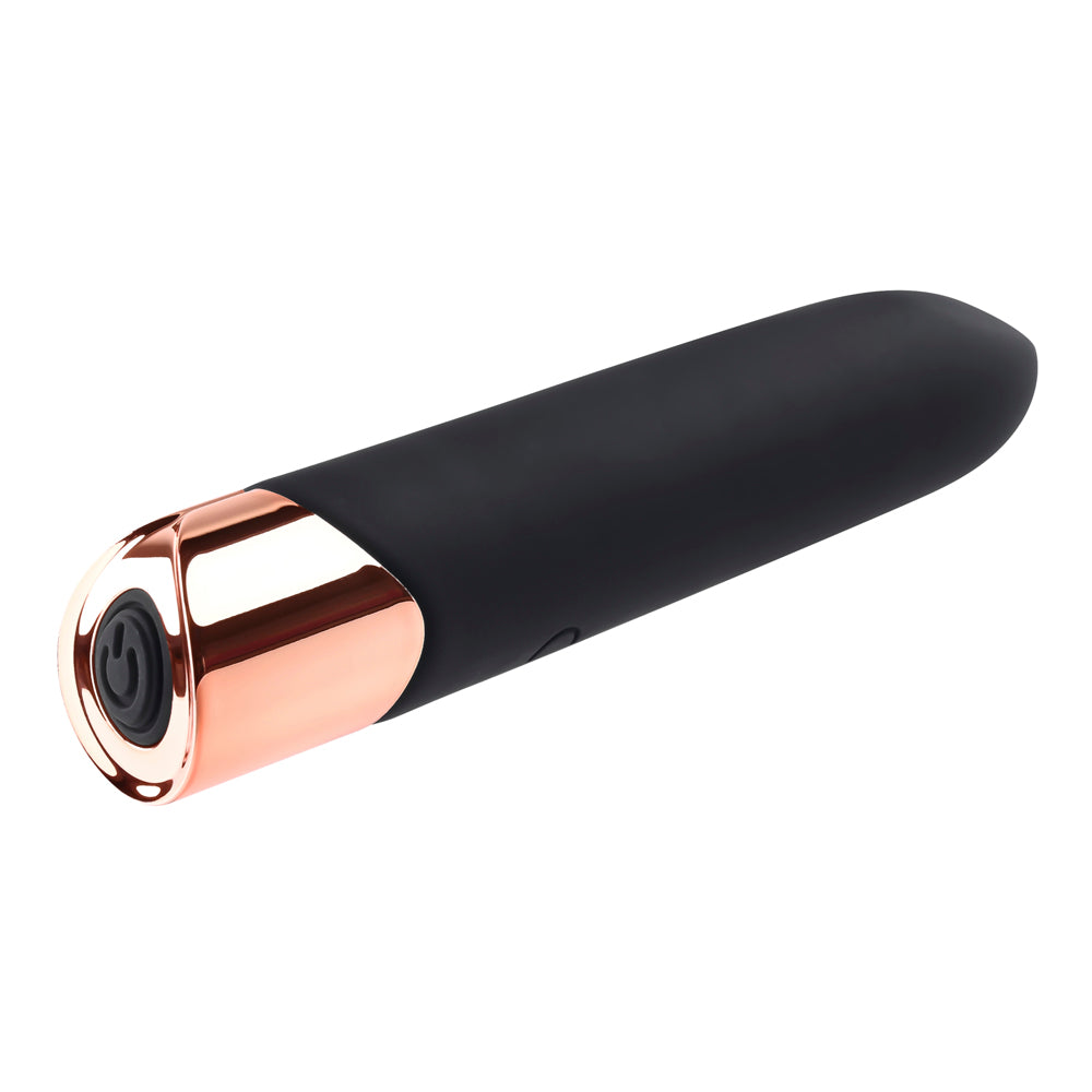 Gender X The Gold Standard Bullet Vibrator Silicone Rechargeable Waterproof - Black and Rose Gold
