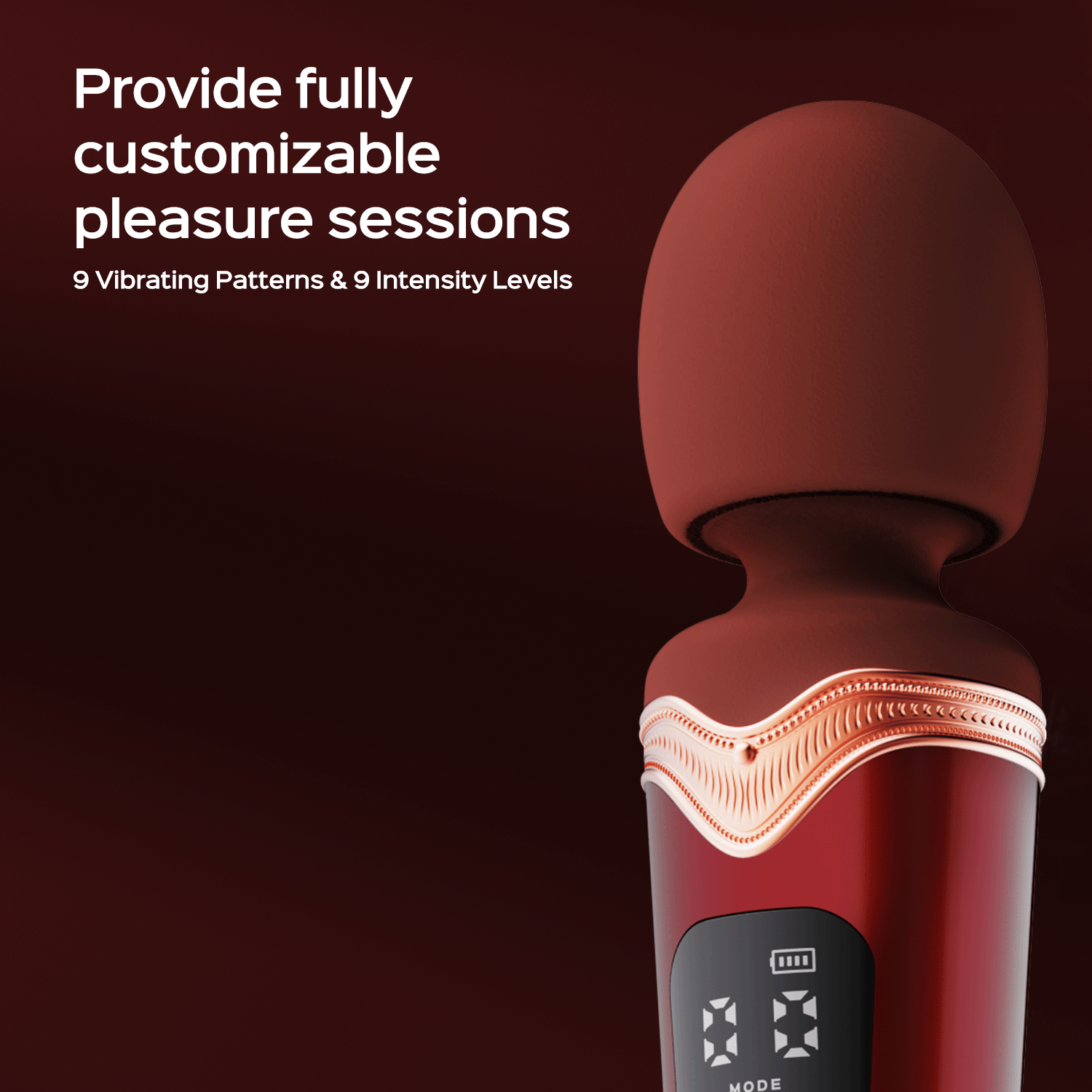 Stormi Heating Wand 9-Mode Silicone Massager with Charging Case - Red