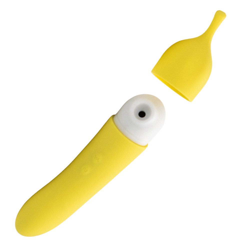 Banana Cream Dual-Ended Clitoral Air Pulse and G-Spot Vibrator - Yellow