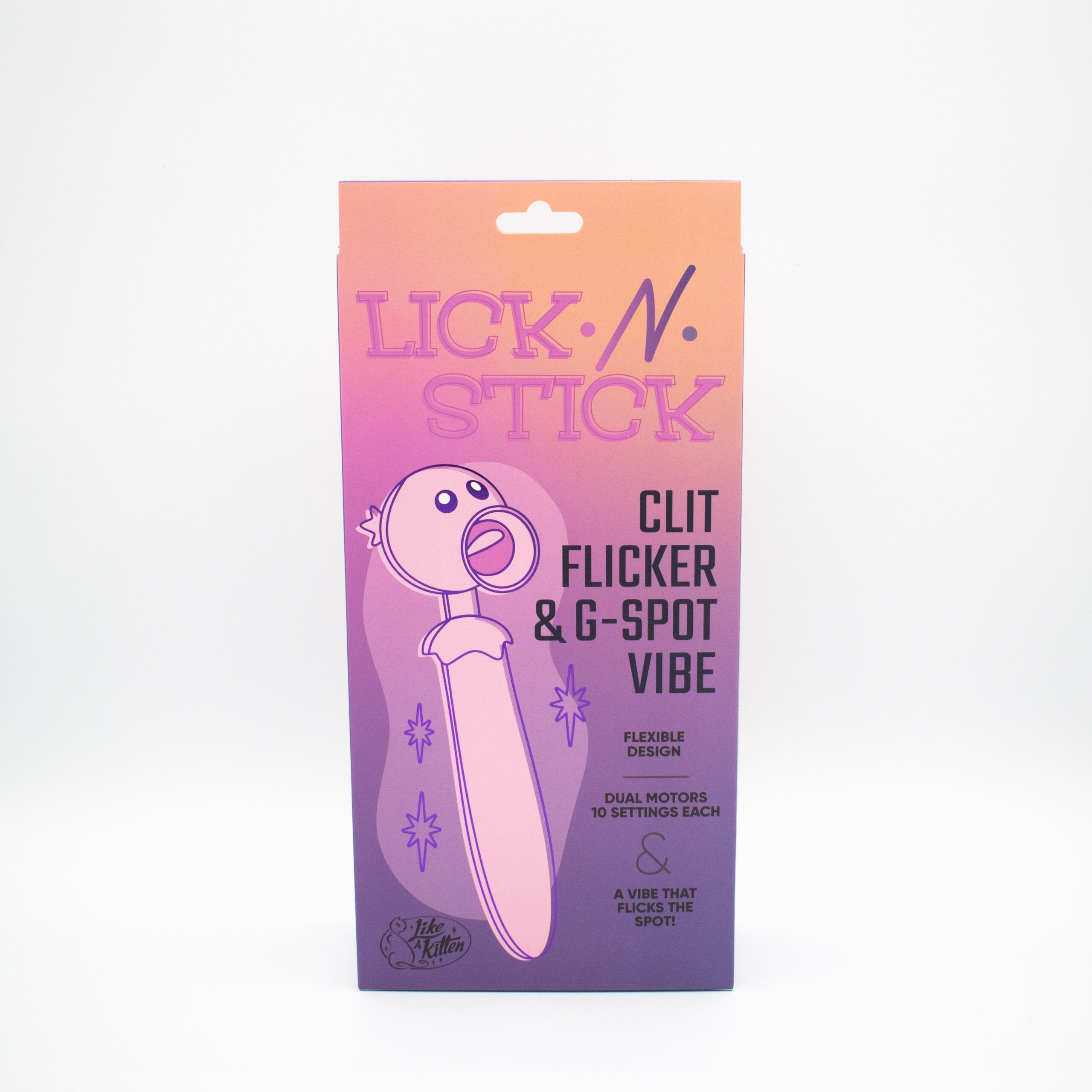 Lick N’ Stick Dual Ended Silicone Clitoral Flicker & G-Spot Vibrator - Pink