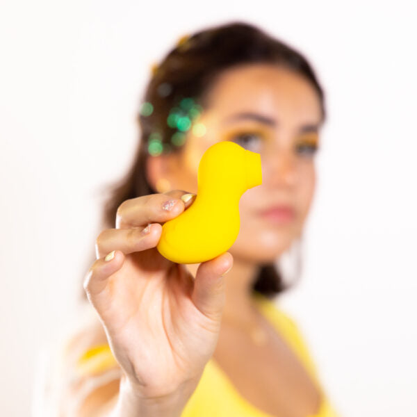 Lucky Duck Silicone Air Pulse Clitoral Suction Vibrator - Yellow