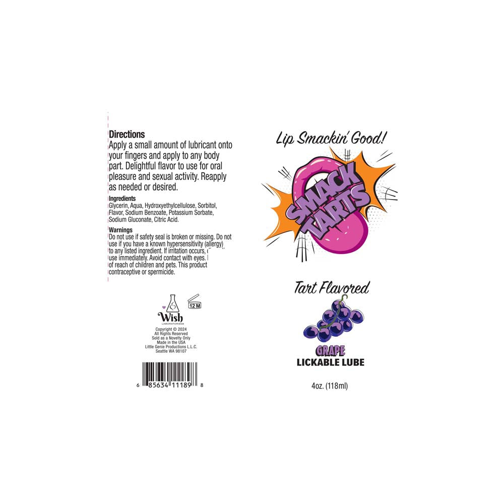 Smack Tarts Lickable Lube - Sour Grape - 4oz