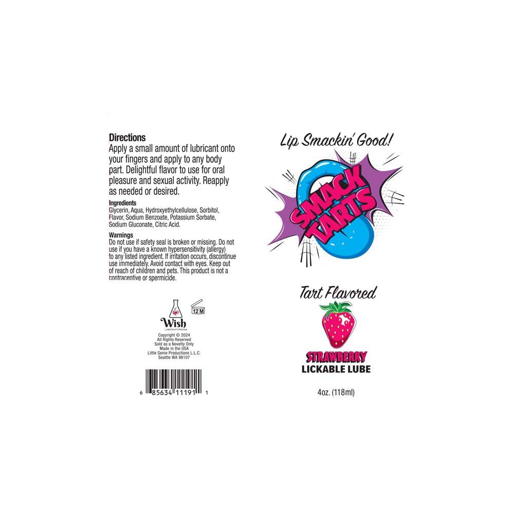 Smack Tarts Lickable Lube - Sour Strawberry - 4oz
