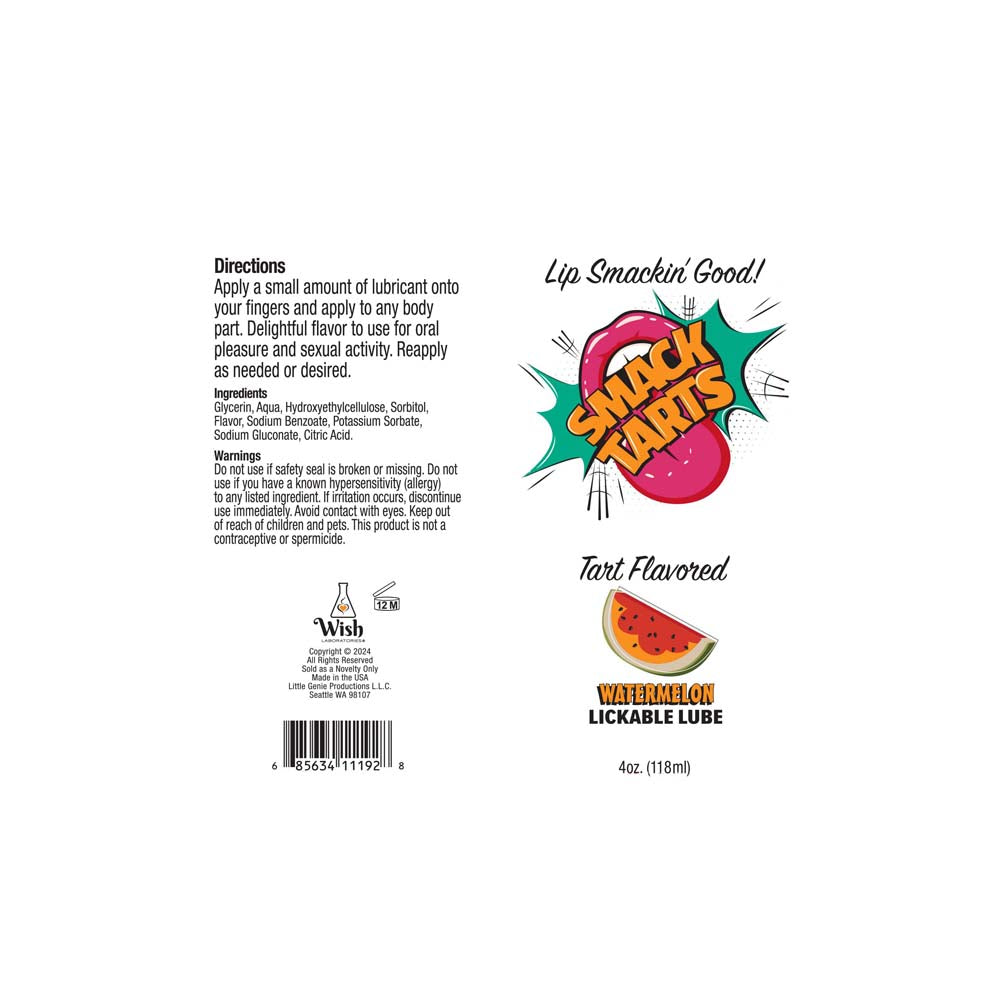 Smack Tarts Lickable Lube - Sour Watermelon - 4oz
