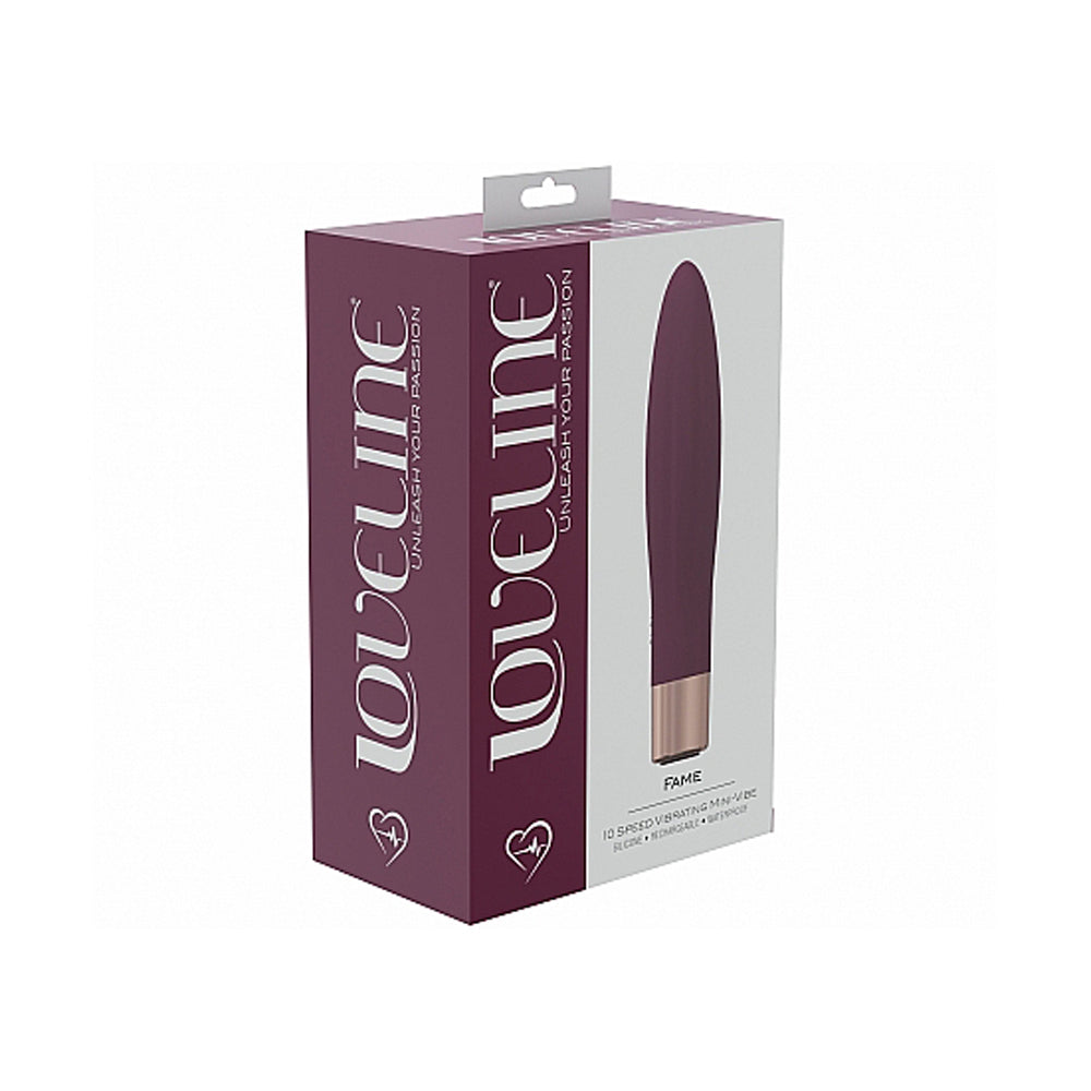 LoveLine Fame 10-Speed Mini Vibrator – Rechargeable Waterproof Silicone Vibe – Burgundy