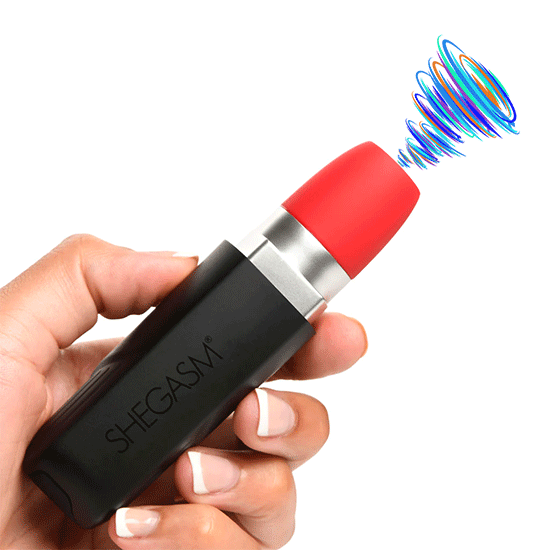Shegasm Pocket Pucker Lipstick Clitoral Stimulator Vibrator - Black with Red