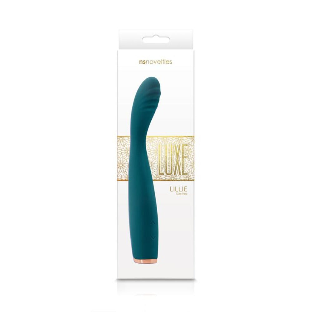 Luxe Lillie Slim Rechargeable Silicone Wand Vibrator 7.4 Inch – Teal