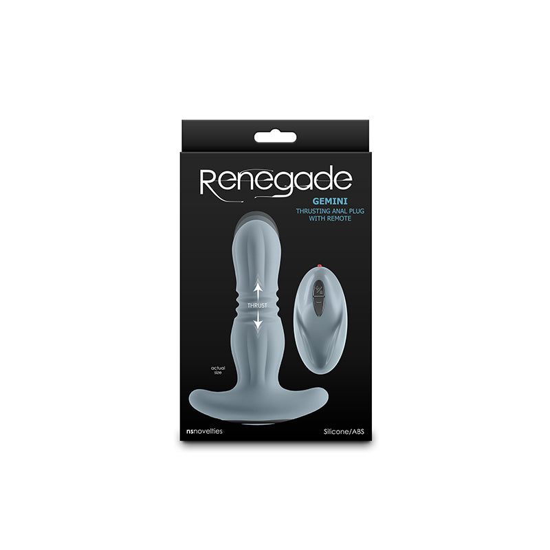 Renegade Gemini Thrusting Anal Plug with Remote - Gray