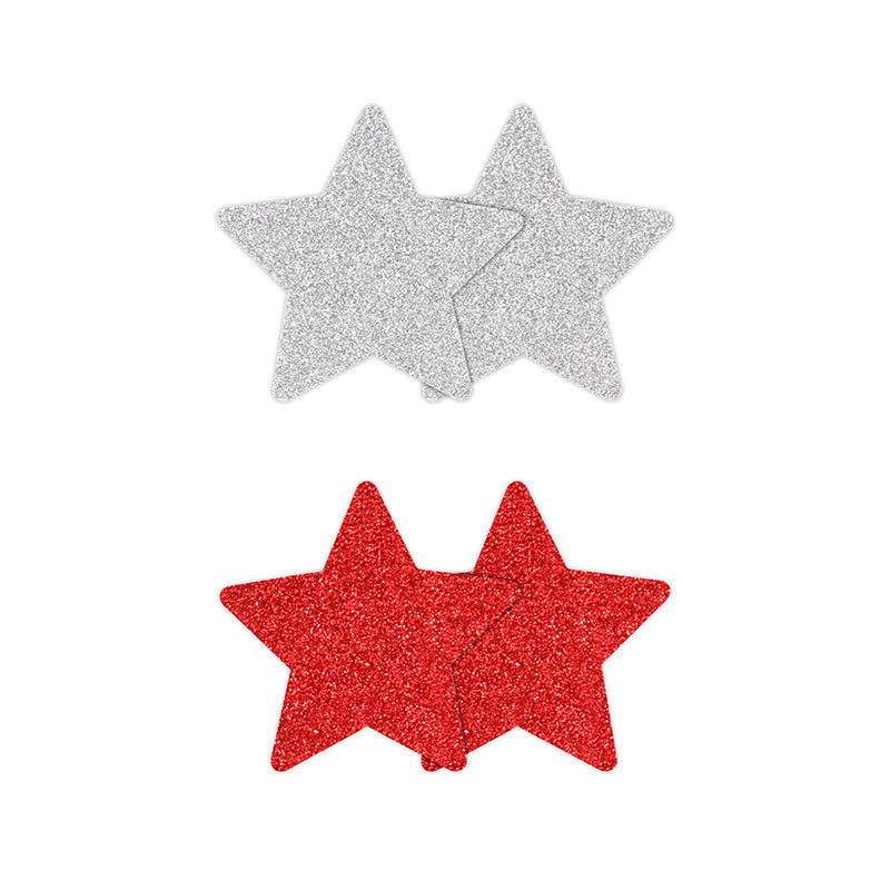 Pretty Pasties Stars Set of 2 - Red and Silver