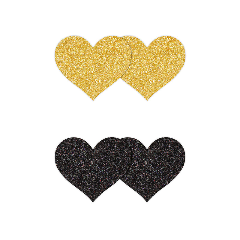 Pretty Pasties Hearts Set of 2 - Black and Gold