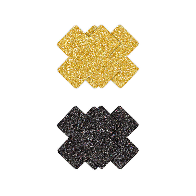 Pretty Pasties Glitter Crosses Set fo 2 - Black and Gold