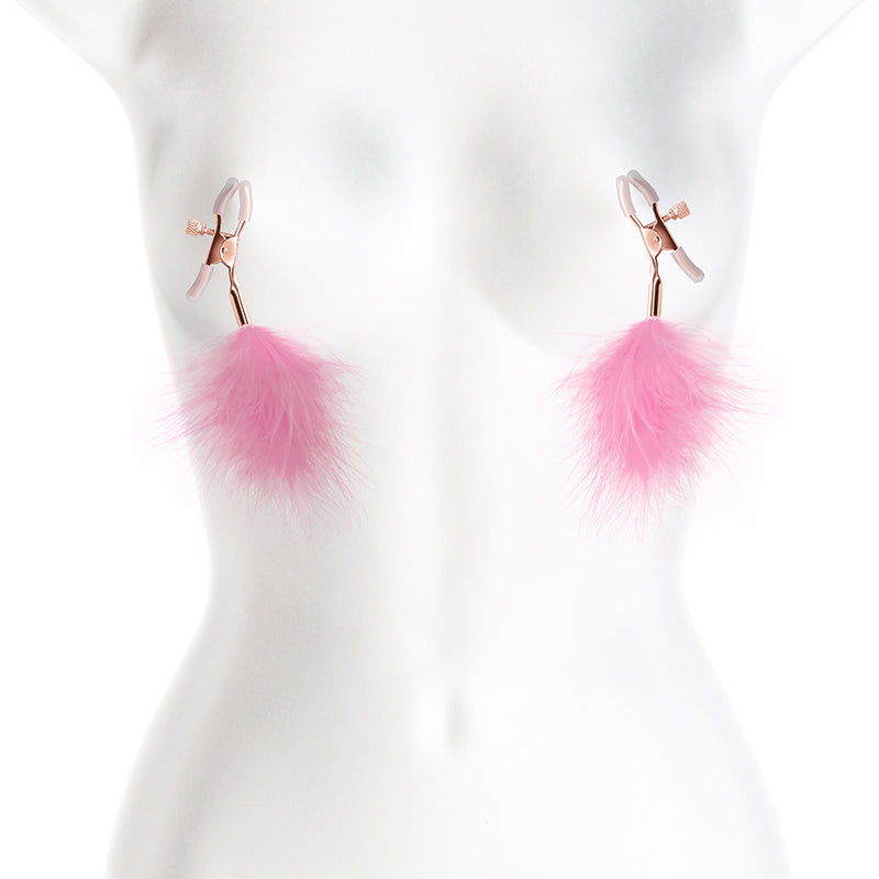 Bound Nipple Clamps F1 - Pink Feather