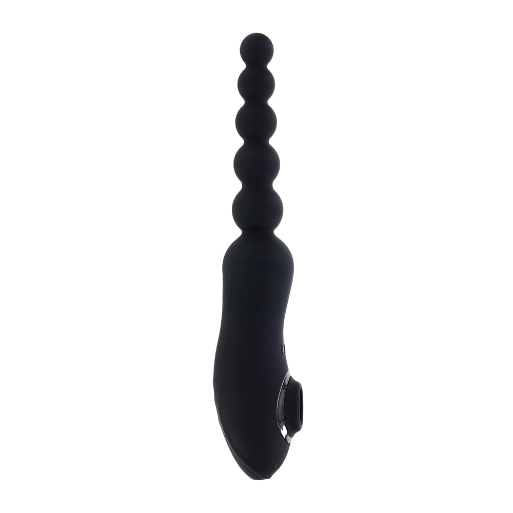 Playboy Pleasure Let It Bead Dual Ended Suction and Anal Bead Vibrator - Black