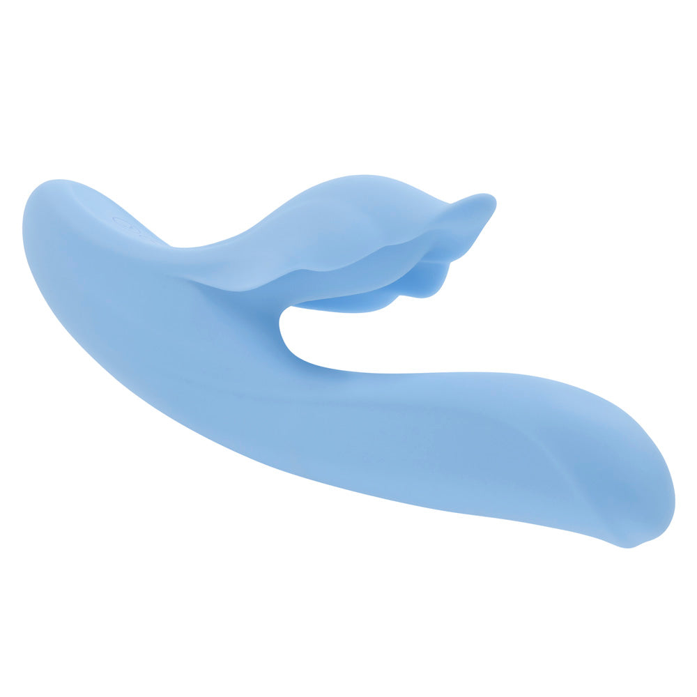 Playboy Pleasure In Bloom Thrusting Tapping Heating Silicone Rabbit Vibrator - Blue