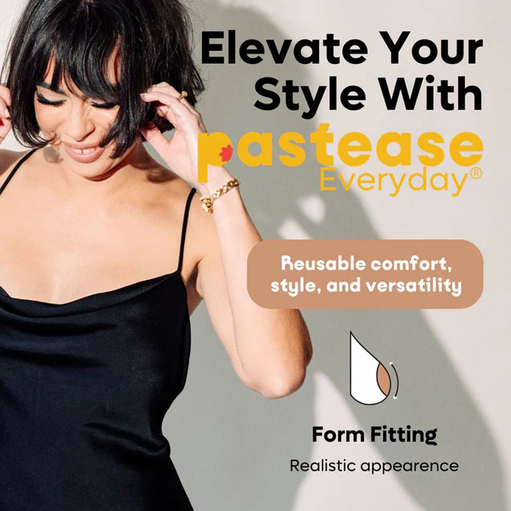 Pastease Everyday Silicone Reusable Adhesive Nipple Covers with Travel Box - Sand - Large (D+ cups)