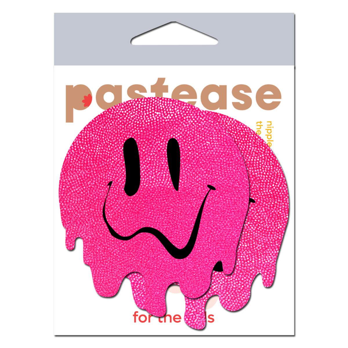 Neon Pink Melted Smiling Face Nipple Pasties