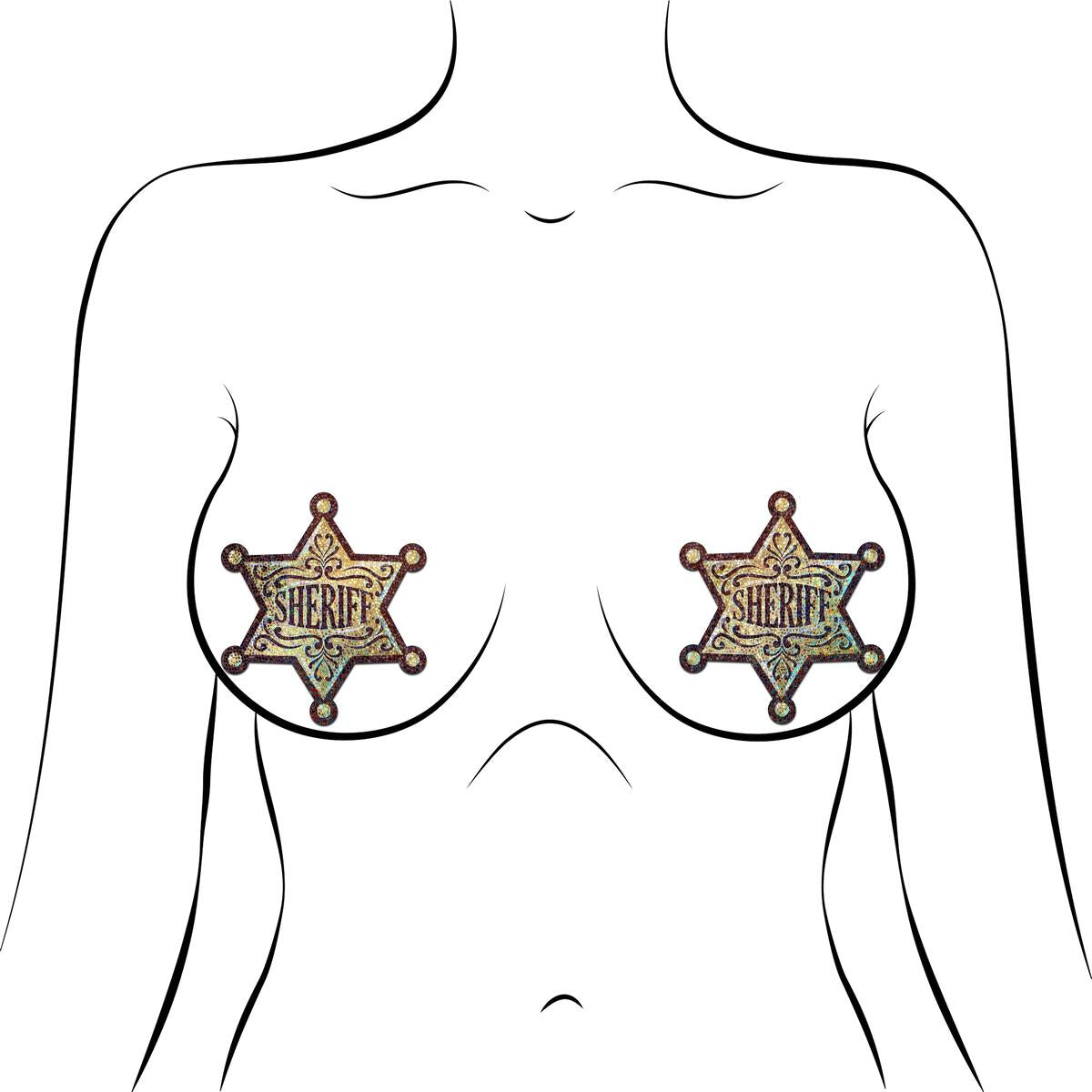 Sheriff Star Glittering Golden Sheriffs Badge Pasties