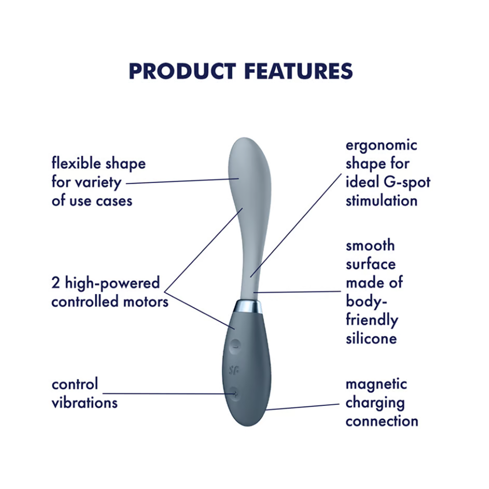 Satisfyer G-Spot Flex 3 Flexible Silicone G-Spot and Rabbit Vibrator - Soft Grey
