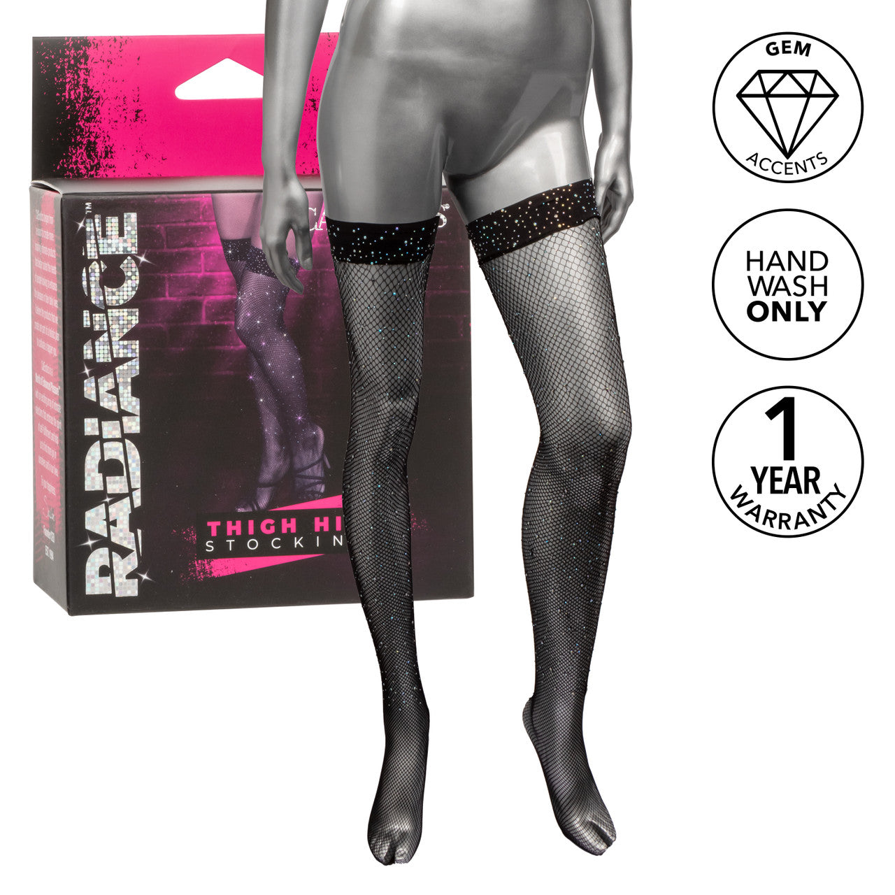 Radiance Thigh High Stockings - Black - Standard Size