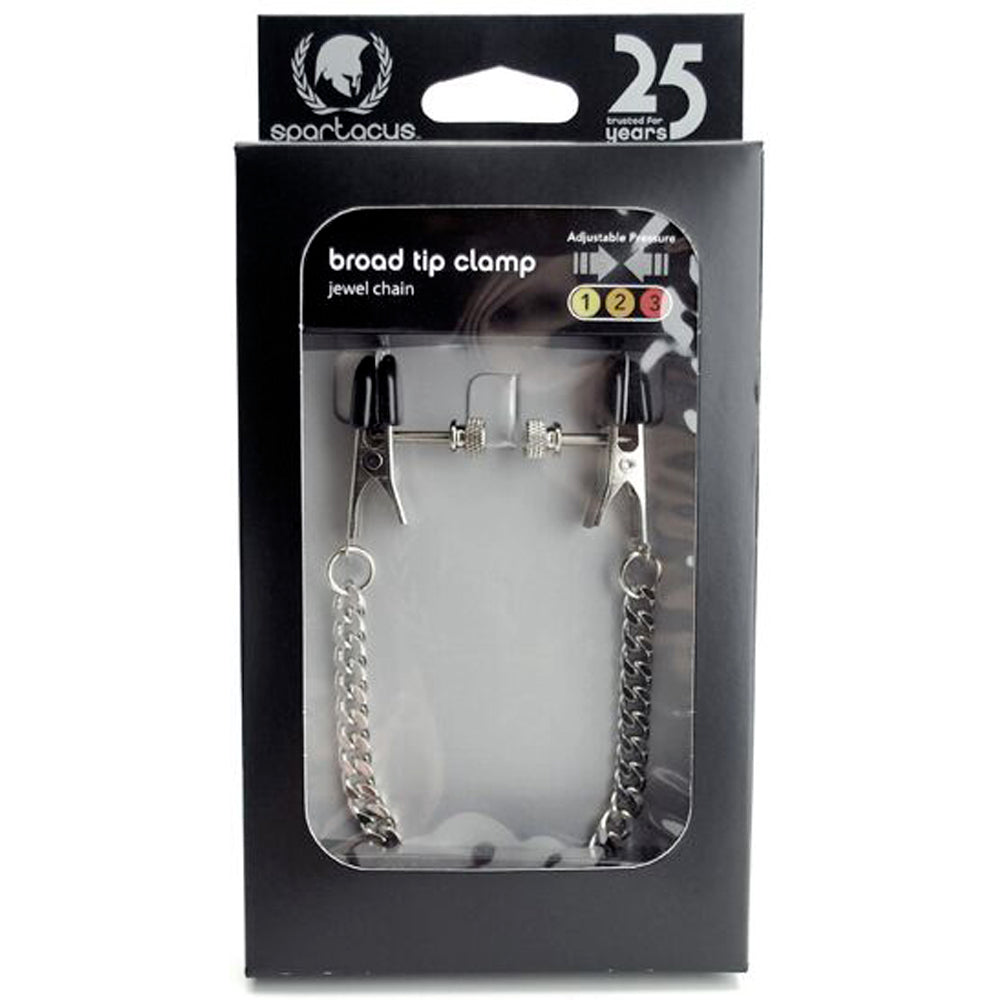 Spartacus Adjustable Broad Tip Nipple Clamps- Jewel Chain