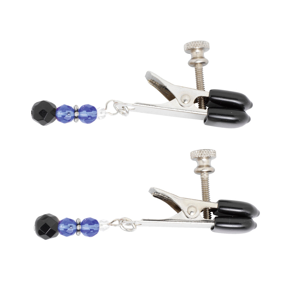 Spartacus Blue Beaded Nipple Clamps with Adjustable Broad Tip