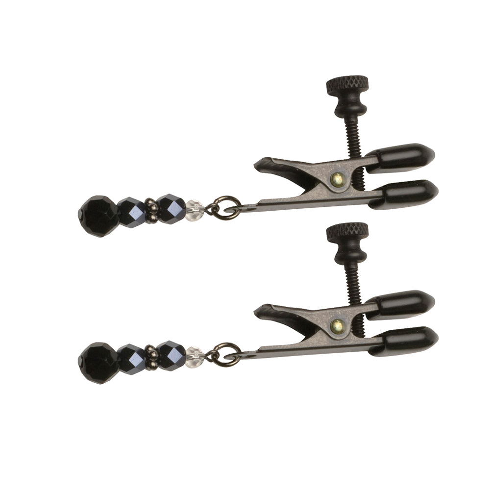 Spartacus Black Beaded Nipple Clamps with Adjustable Broad Tip