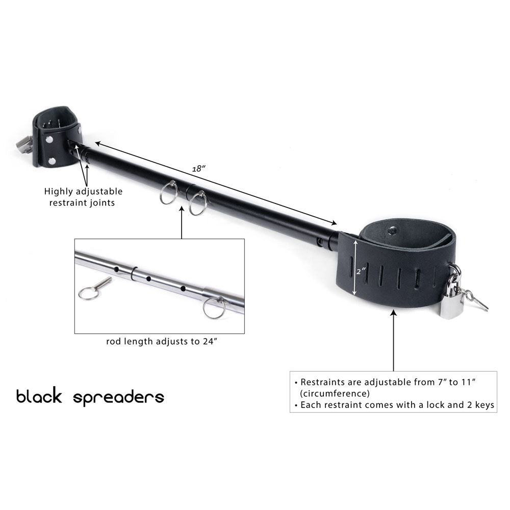 Spartacus Steel Spreader Bar with Leather Cuffs