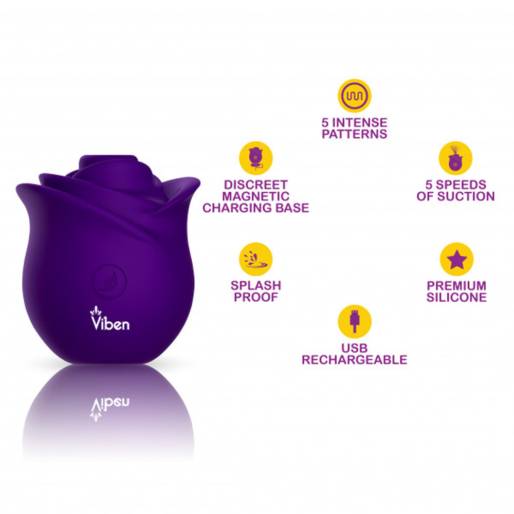 Viben Zen Rose Suction Vibrator - Violet