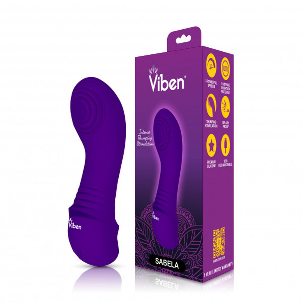 Viben Sebela 5.3 Inch Mini Thumping Rechargeable G-Spot Vibrator – Violet